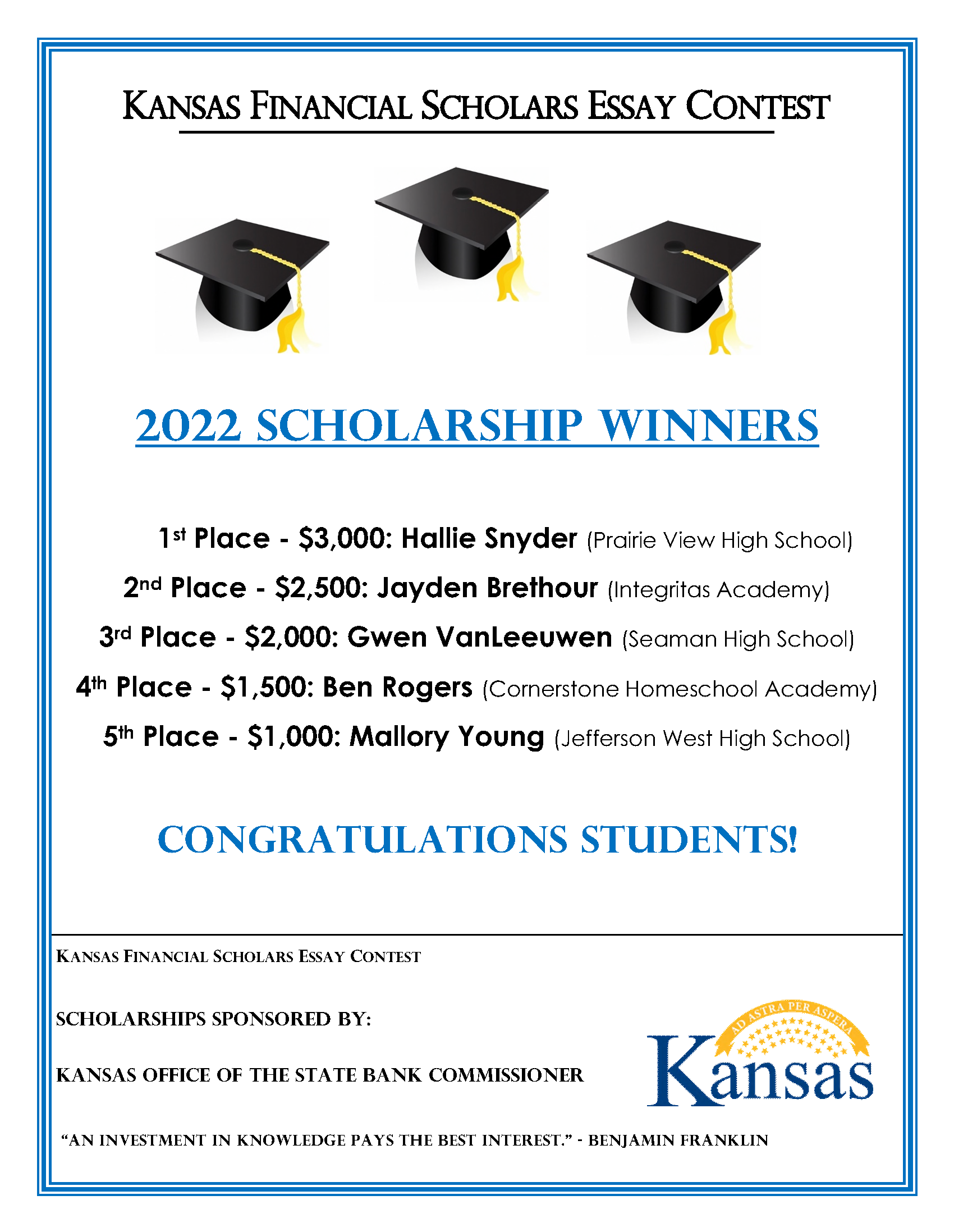 2022 Scholarship Winners